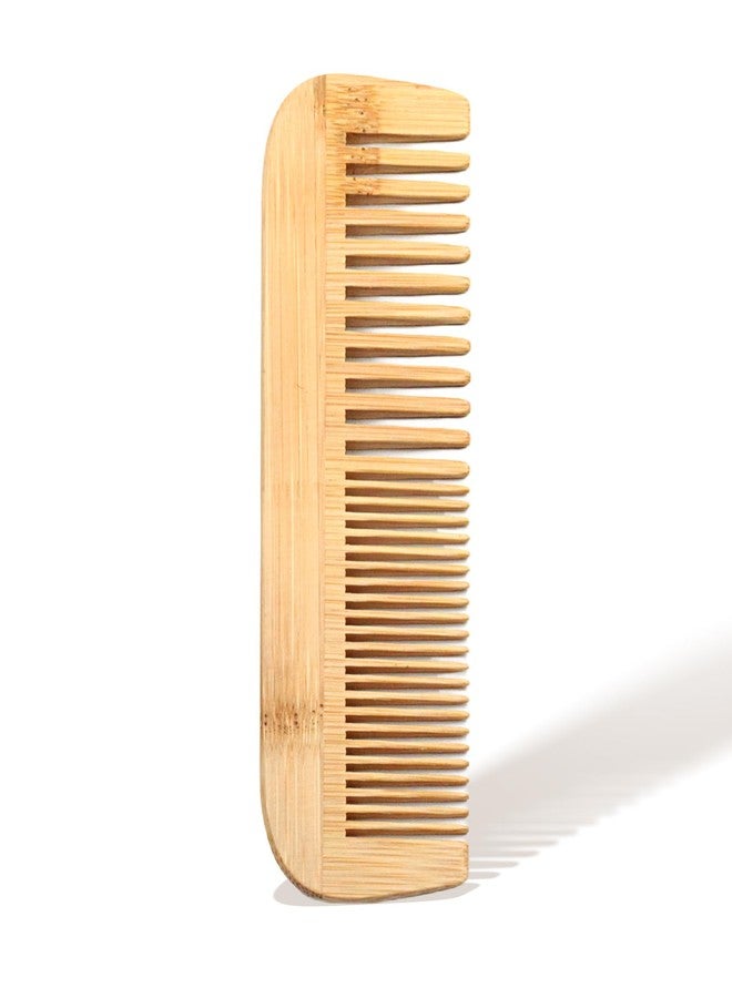 Zoolinn Pure Bamboo Dual-Head Comb – Wide & Fine Teeth for Gentle Grooming & Scalp Care - Image 1
